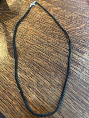 Simple Black Cord Necklace with Silver Clasp